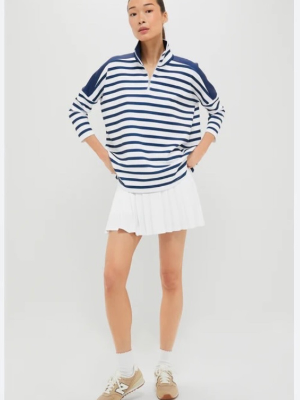 NWT Tuckernuck Sport Blue & White Stripe Hudson Quarter Zip XS/S - Picture 10 of 10